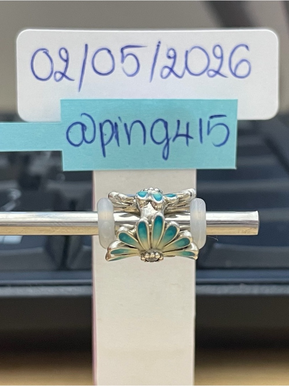 Pandora Blue Green Daisy Flower Charm - Picture 7 of 16